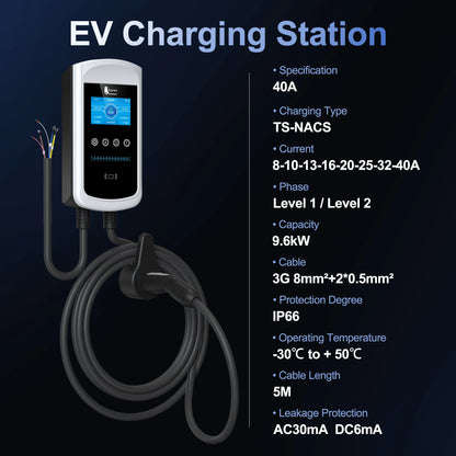 Smart EV Home Charging Station - 7kW-12kW WiFi App Control Wallbox