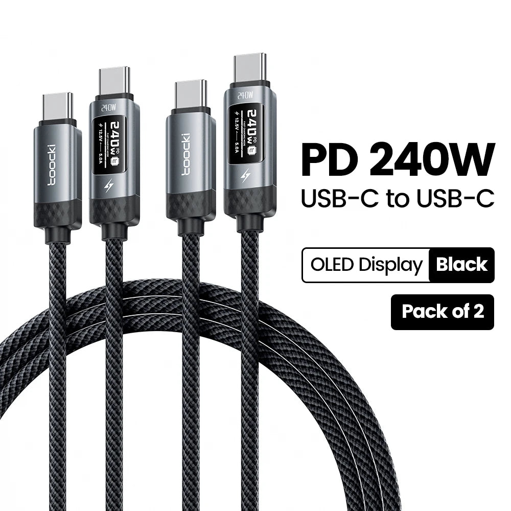 240W USB-C Fast Charging Cable with Real-Time OLED Power Display - 26