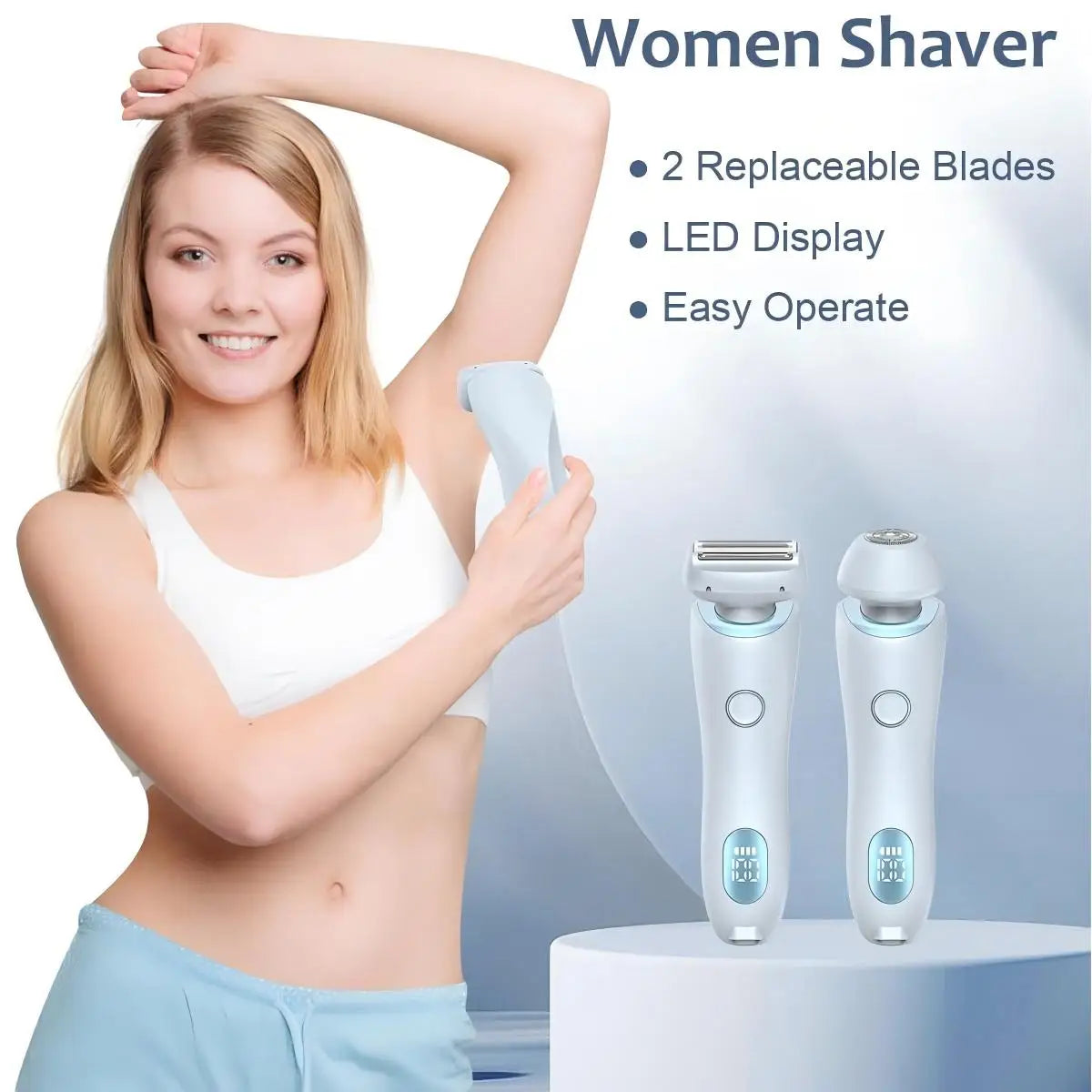 2-in-1 Women's Electric Shaver - Painless Waterproof Hair Removal Razor - 2