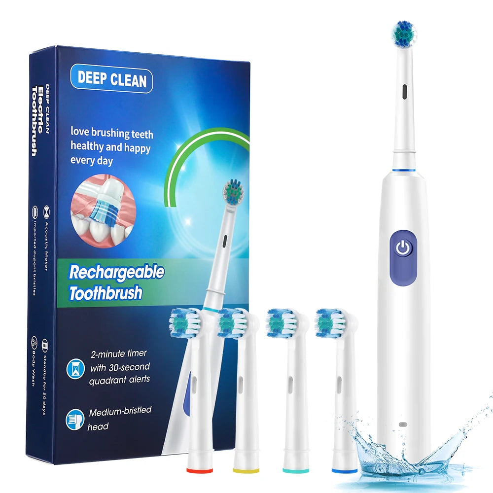 Rechargeable Rotating Electric Toothbrush with 5 Cleaning Modes and 2-Minute Timer - 18