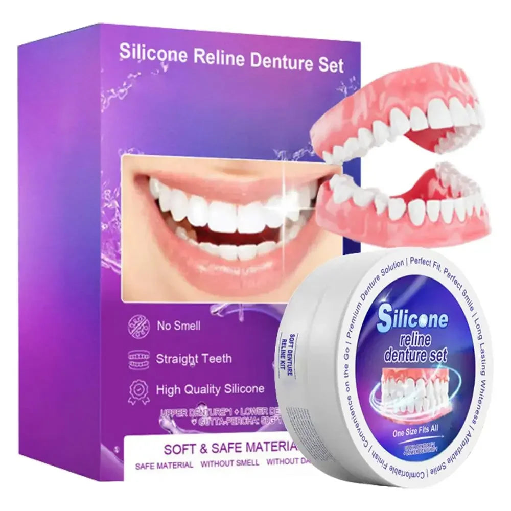 Silicone Denture Reliner Kit - Comfortable Temporary Teeth Whitening & Fit Set - 8