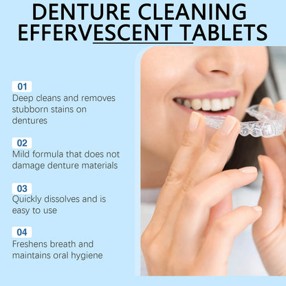 Denture Cleaning Effervescent Tablets - Antibacterial Retainer & Aligners Cleaner