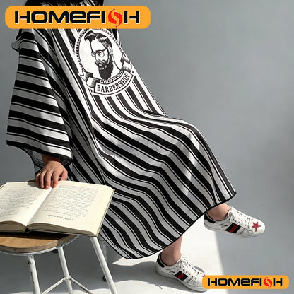 Striped Barber Cape - Waterproof Hair Cutting Apron for Salons