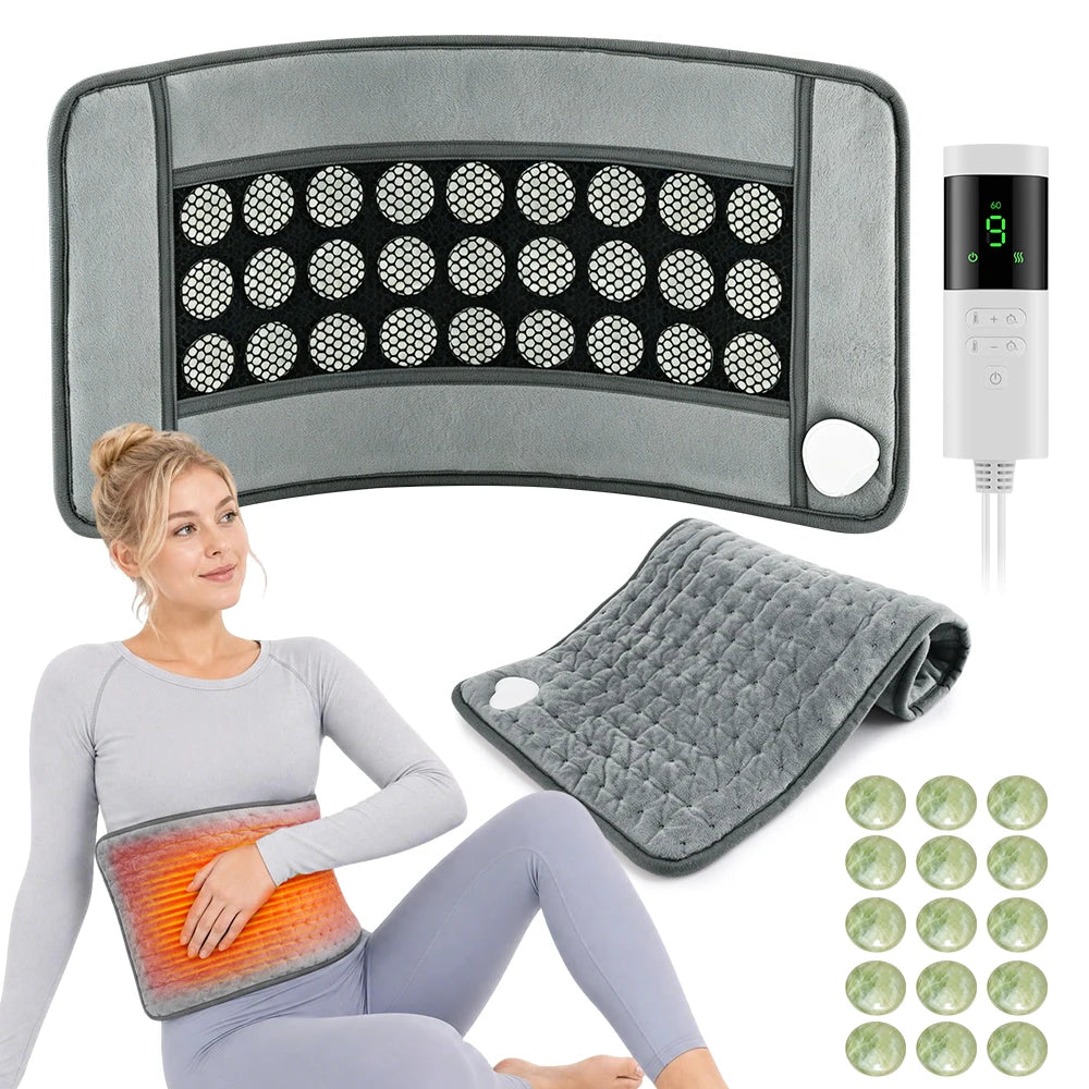 Natural Jade Stone Heated Massage Mat - Portable Thermal Therapy Pad - 8