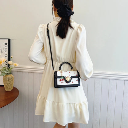 Luxury Cherry Print Square Bag