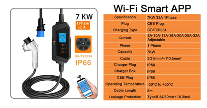 Portable Smart EV Charger - Fast Charging GBT Station with App Control