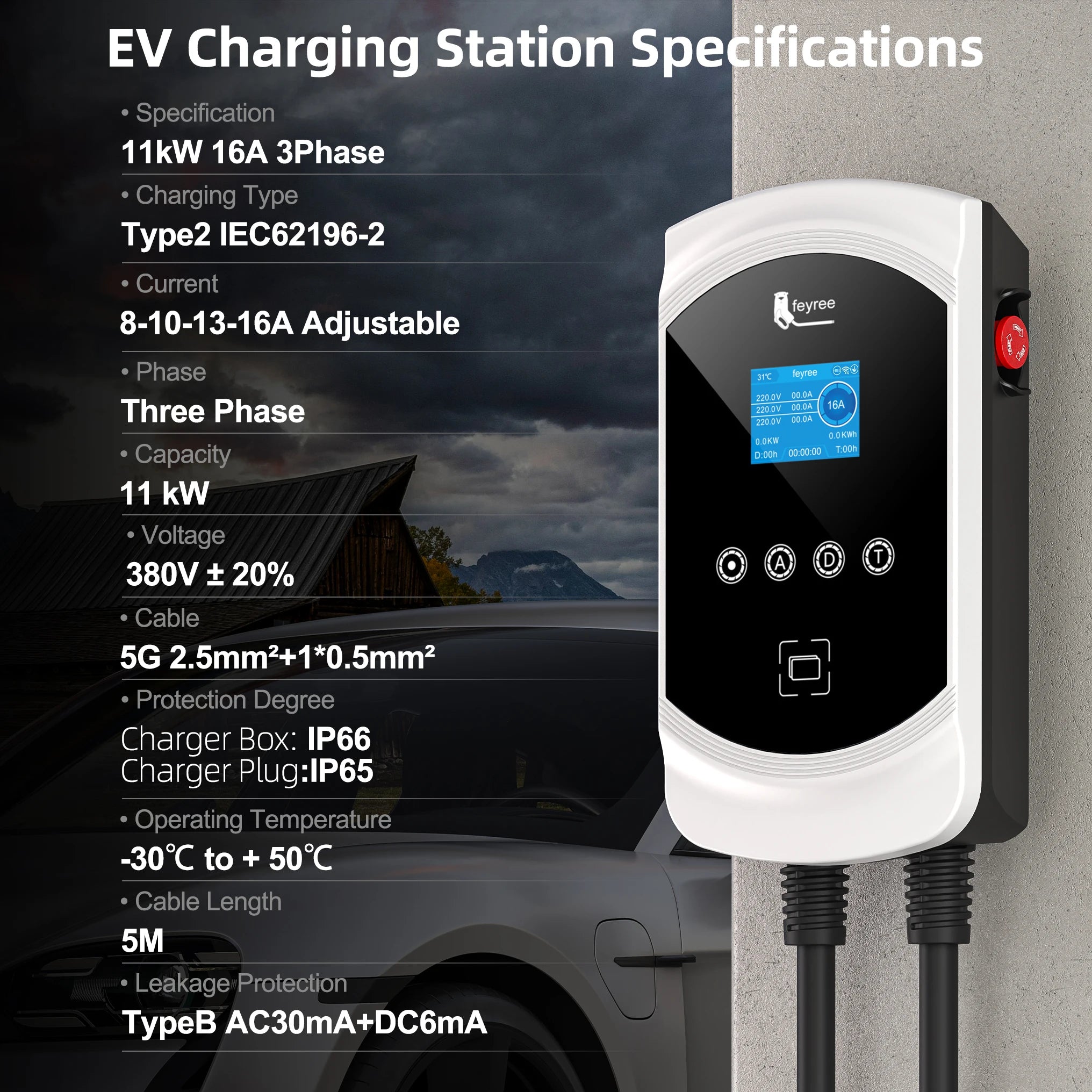 Smart EV Charging Station: Type 2 Wallbox with WiFi, App & Load Balancing - 6