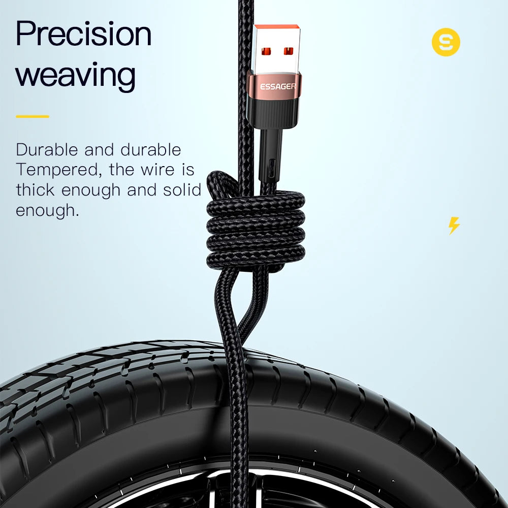 Essager 100W Fast Charging USB-C Cable - High-Speed Data Sync & Power - 6