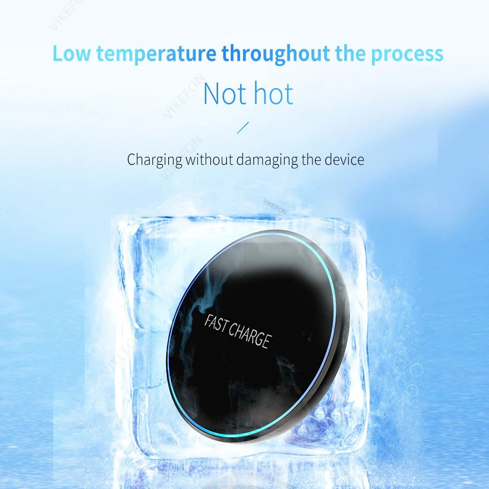 Ultra-Slim 15W Fast Wireless Charging Pad for iPhone & Samsung