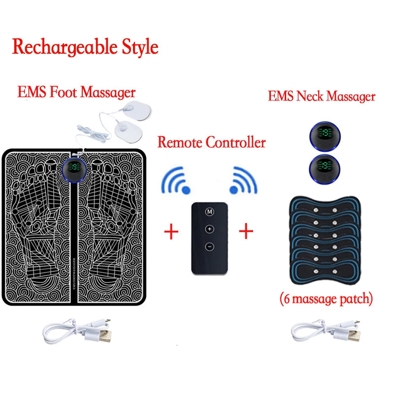EMS Foot Massager Mat - Portable Electric Muscle Stimulation Therapy - 10