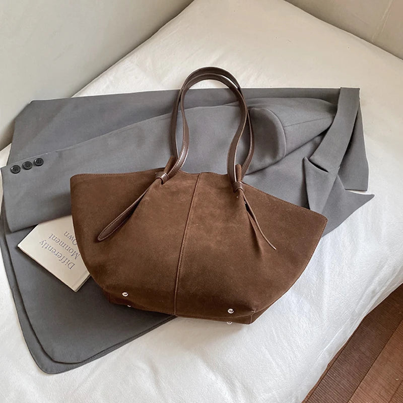 Luxury Retro Suede Shoulder Tote
