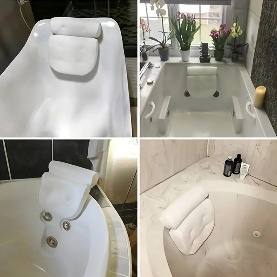 Ergonomic Bath Pillow - Spa Bathtub Cushion for Neck & Back Support with Suction Cups - 4