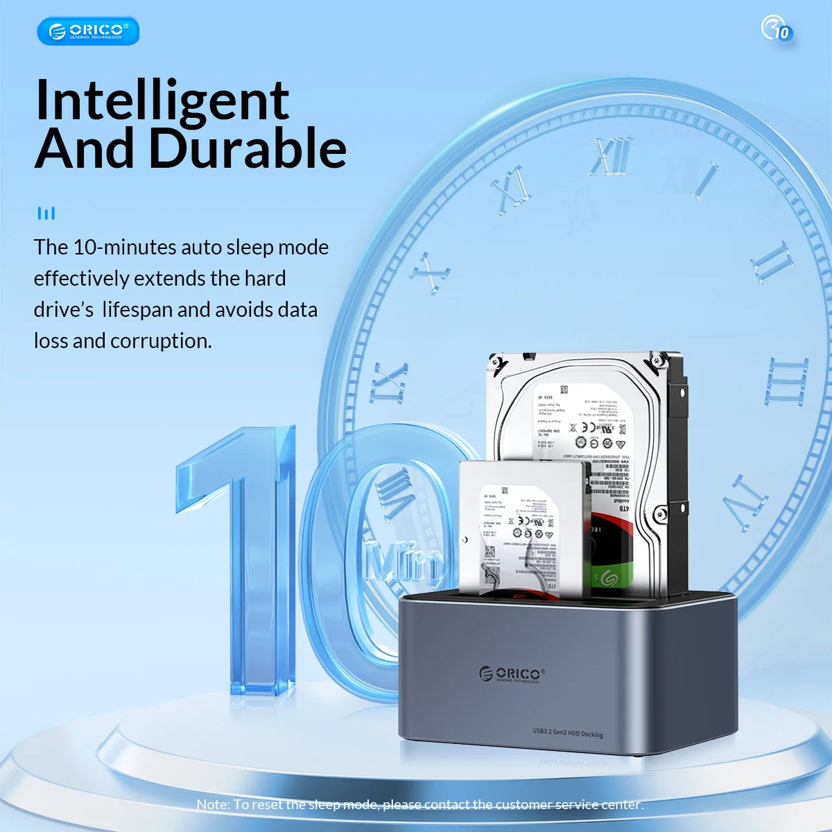 ORICO Dual-Bay Hard Drive Docking Station, 10Gbps Type-C for 2.5/3.5" HDD/SSD - 15