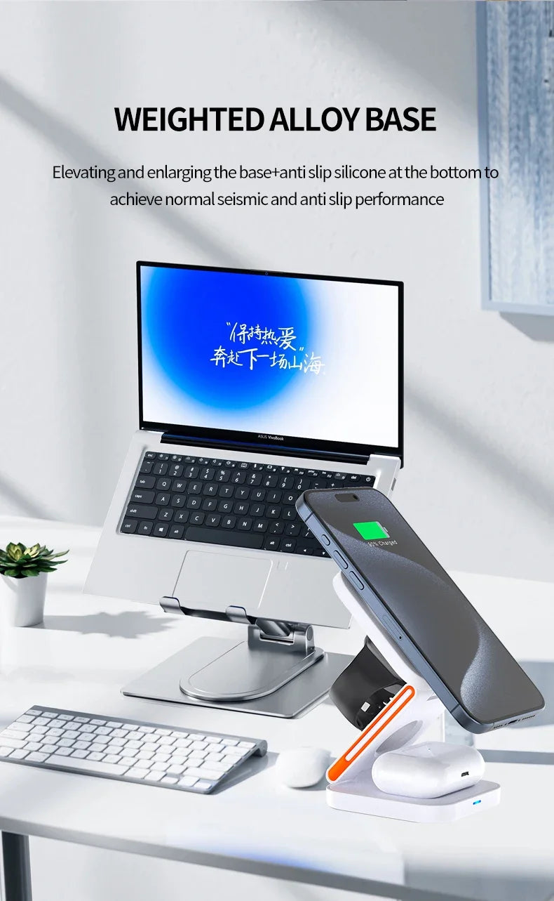 3-in-1 Foldable Magnetic Wireless Charging Station for Apple Devices