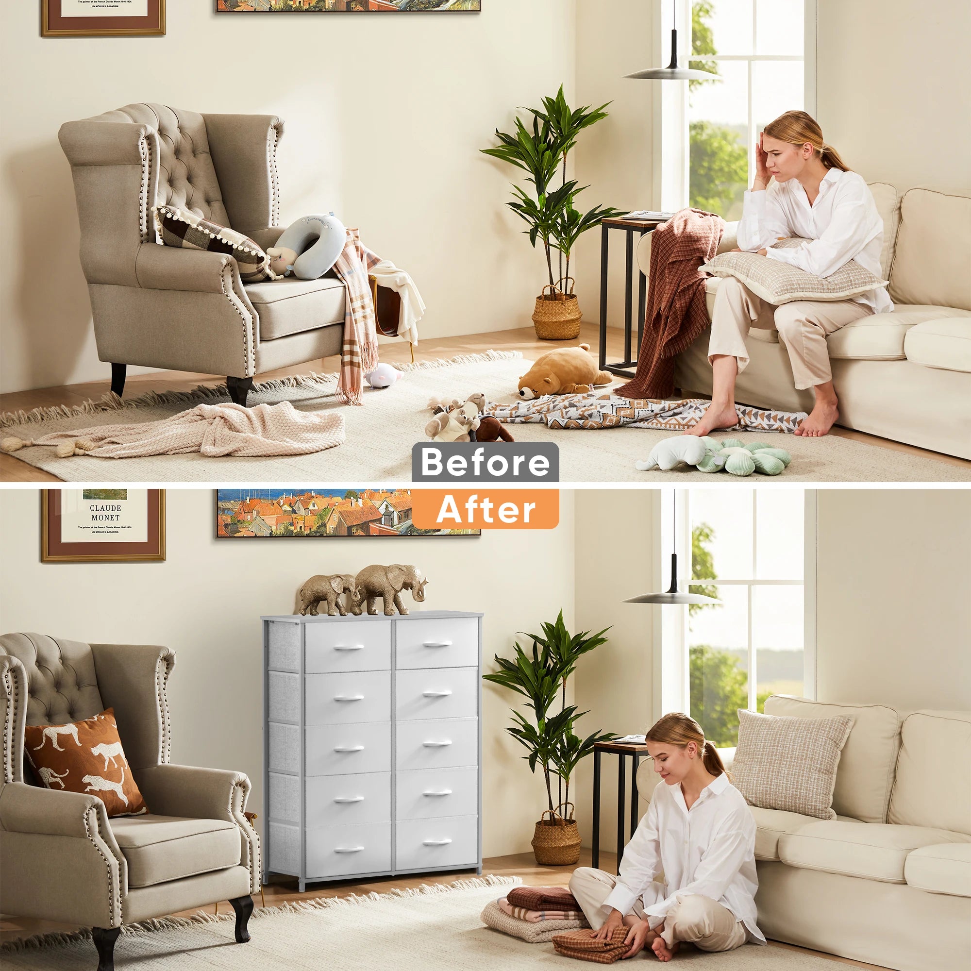 Modern Fabric Storage Dresser - 5, 7, or 10 Drawer Bedroom Closet Organizer - 4