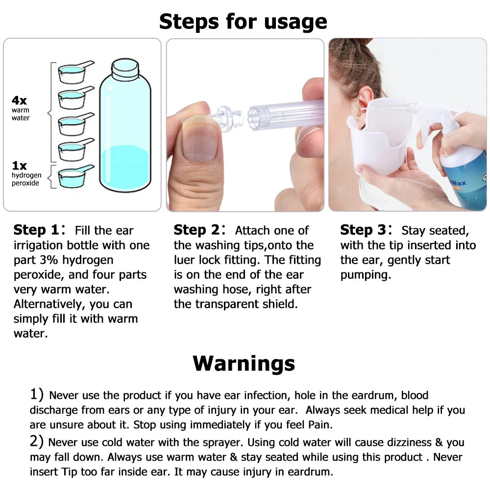 Electric Ear Wax Removal Irrigation System - Professional Home Ear Cleaning Kit - 19