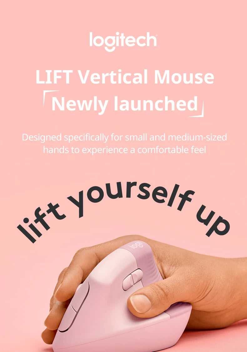 Logitech Lift Ergonomic Vertical Wireless Mouse - Silent Bluetooth & USB