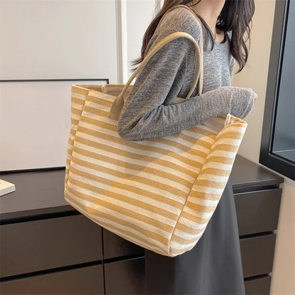 Luxury Casual Striped Canvas Tote