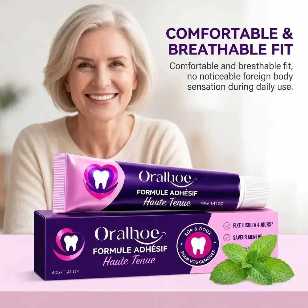 Silicone Denture Adhesive Cream - Long-Lasting Comfortable Hold for Dentures - 5