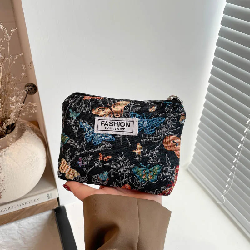 Luxury Retro Floral Canvas Clutch