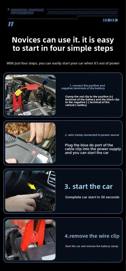 3000A Car Jump Starter with 150PSI Air Compressor & 99800mAh Power Bank