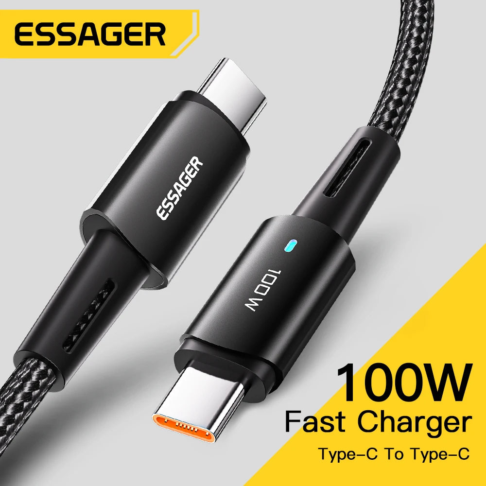 100W USB-C Fast Charging Cable - PD QC 4.0 Data Sync Cord for Laptop & Phone - 1