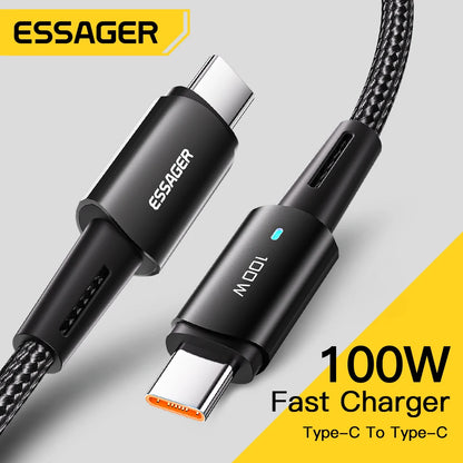 100W USB-C Fast Charging Cable - PD QC 4.0 Data Sync Cord for Laptop & Phone