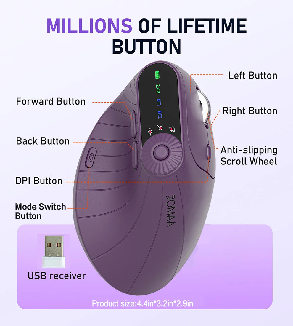 Ergonomic Wireless Vertical Mouse with Knob & Multi-Device Bluetooth - 13