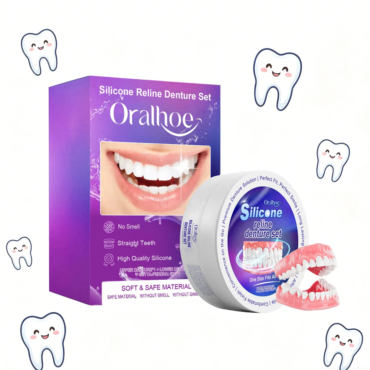 Silicone Reline Denture Set for Natural Smile & Comfortable Fit