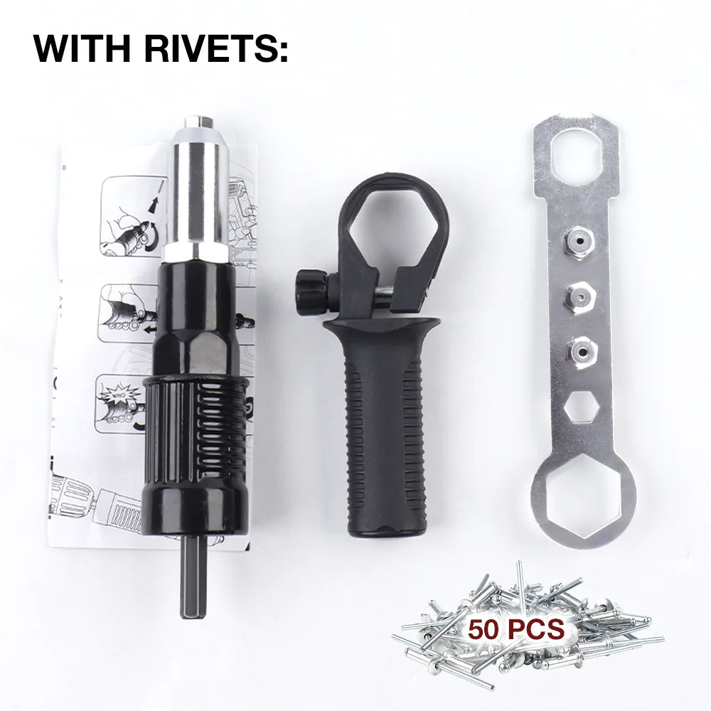 Electric Drill Rivet Gun Adapter - 2.4-4.8mm Hex Shank Cordless Riveter Tool Attachment - 8