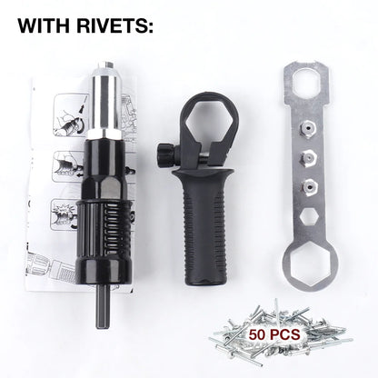 Electric Drill Rivet Gun Adapter - 2.4-4.8mm Hex Shank Cordless Riveter Tool Attachment