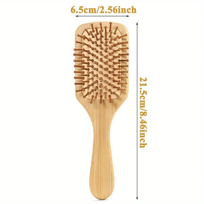 Natural Bamboo Paddle Hair Brush - Anti-Static Scalp Massage & Detangling