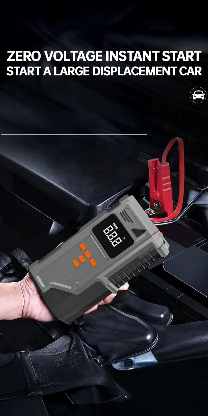Portable Car Jump Starter with 10.2 Bar Tire Inflator & Emergency Pump - 9