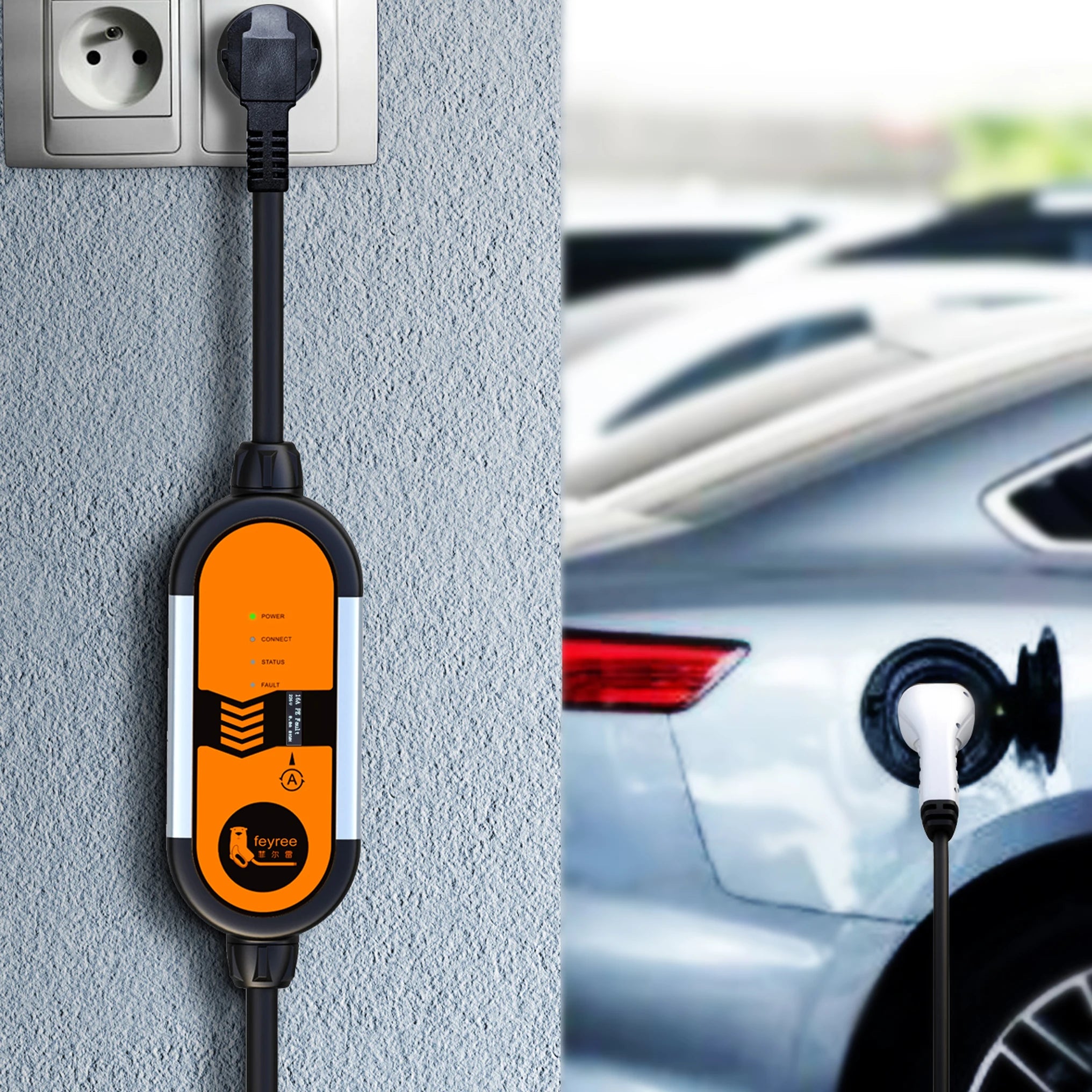 Portable 3.5KW Level 2 EV Charger - Type 2 Adjustable Charging Cable (5m) - 24