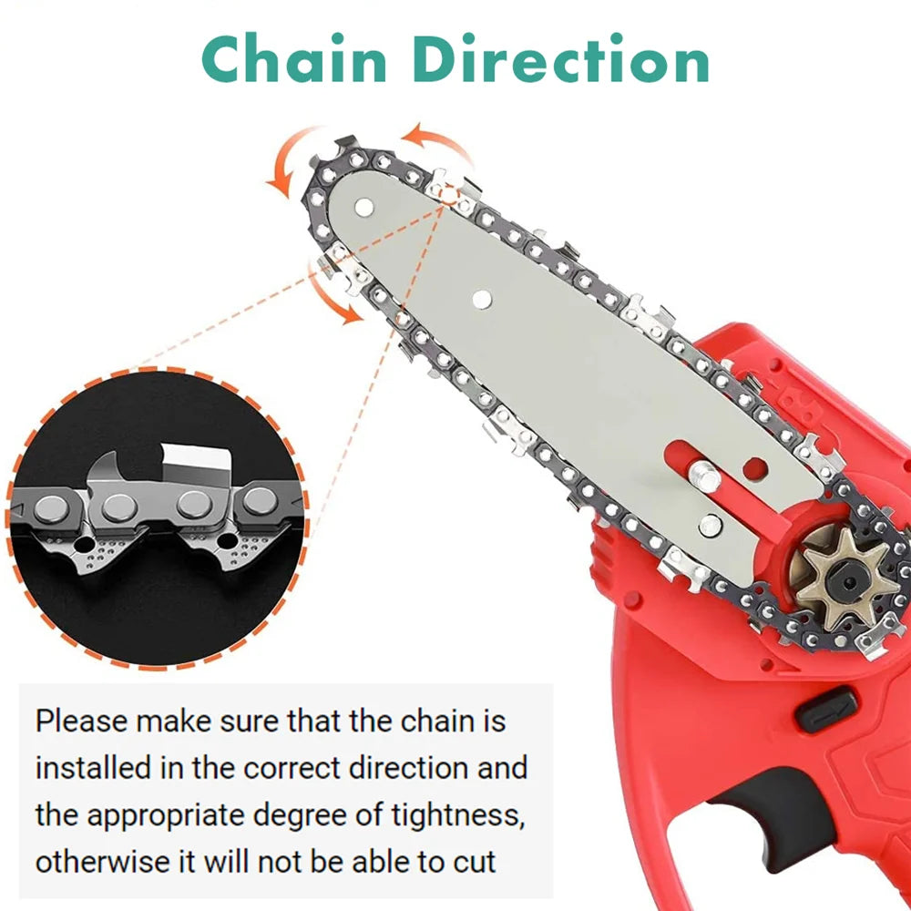 4 & 6 Inch Replacement Chainsaw Chain and Guide Bar for Mini Cordless Pruning Saws
