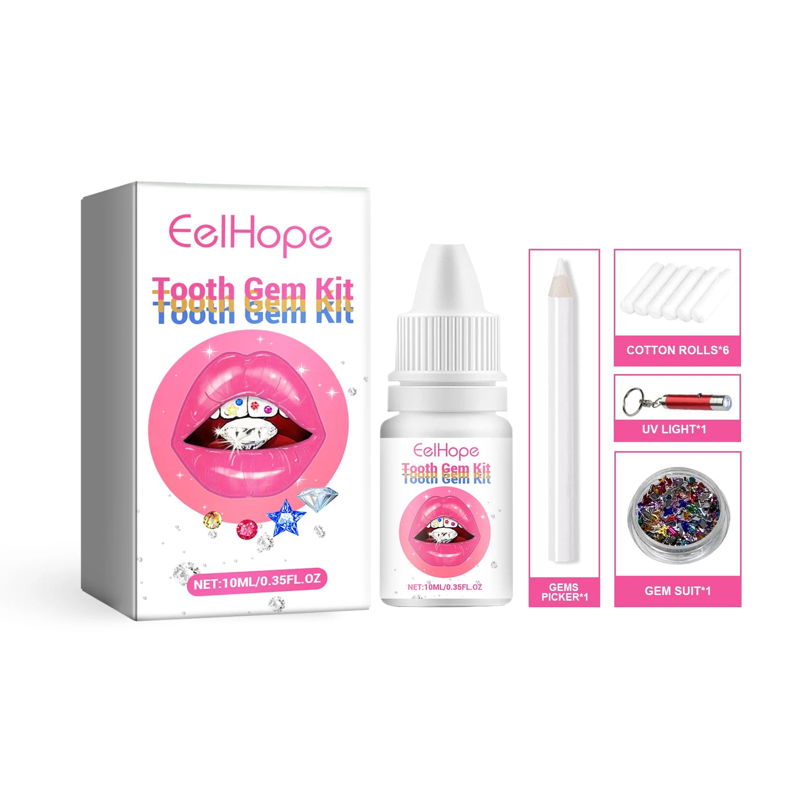 Professional DIY Tooth Gem Kit with UV Light for Sparkling Dental Jewelry - 6