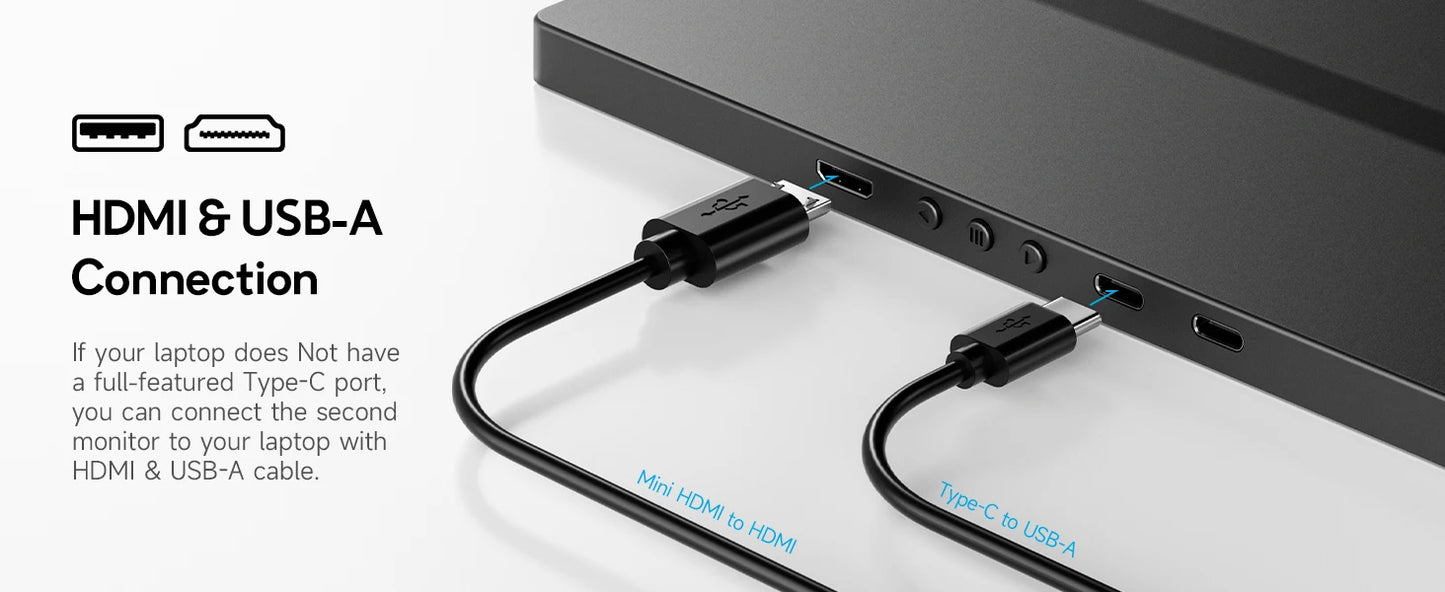 14.1" Portable Laptop Monitor - 1200P FHD IPS Triple Screen Extender