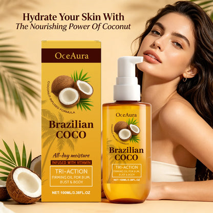 Coconut Brazilian Firming Body Oil - Hydrating & Tightening Skin Care Treatment