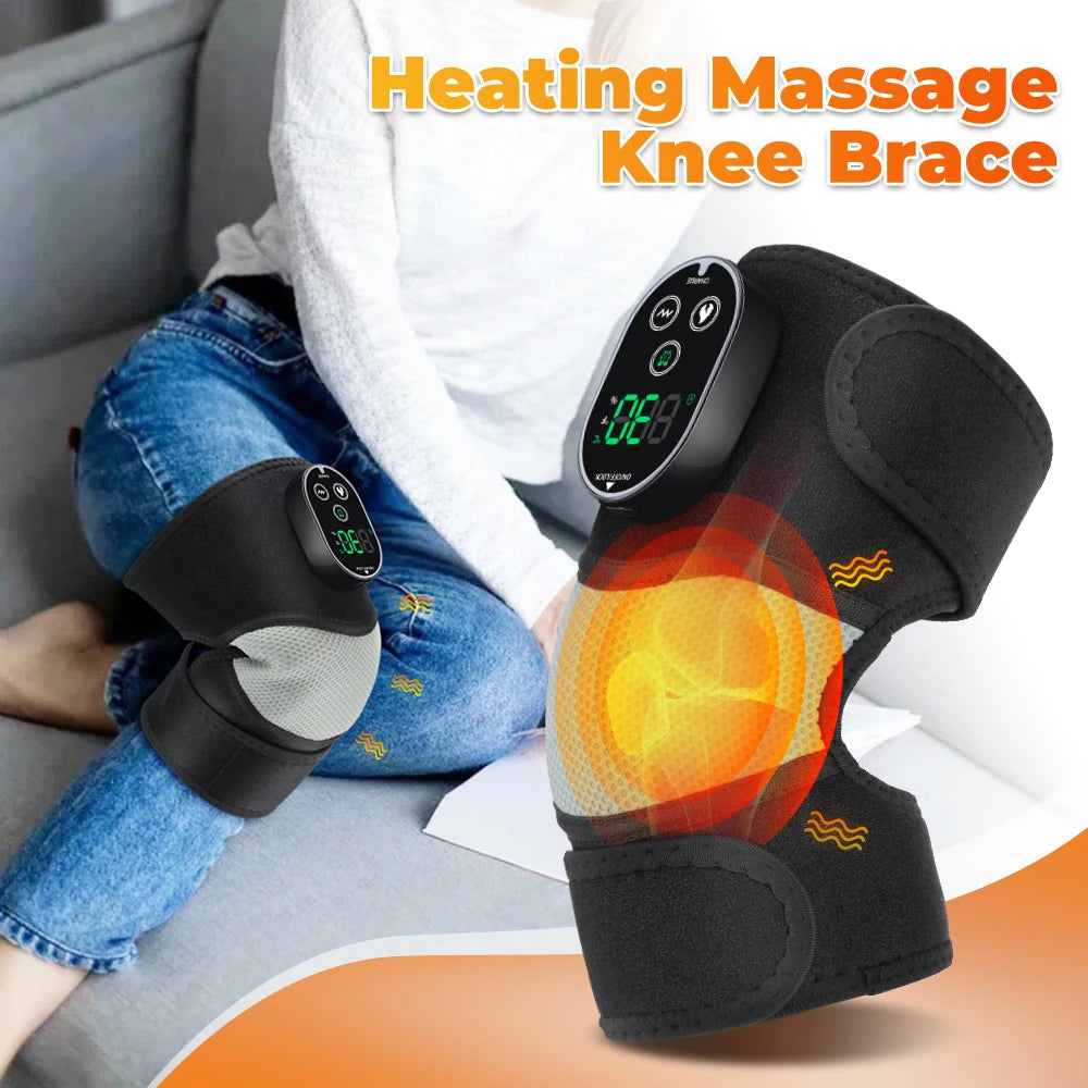 Cordless Heated Knee Massager with Vibration Therapy for Joint Pain Relief