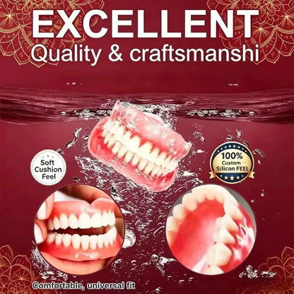 Comfort Fit Silicone Dentures - Full Mouth Dental Care Set with Storage Case