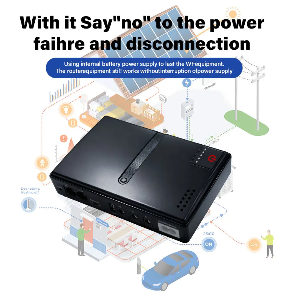 Mini Portable UPS Backup Power Supply for WiFi Routers & Security Cameras