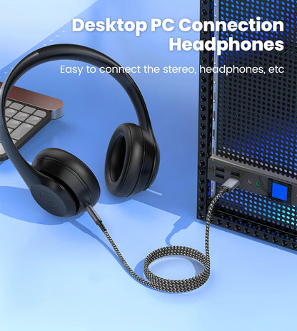USB to 3.5mm Aux Audio Cable - Male to Male Stereo Adapter for Car & PC
