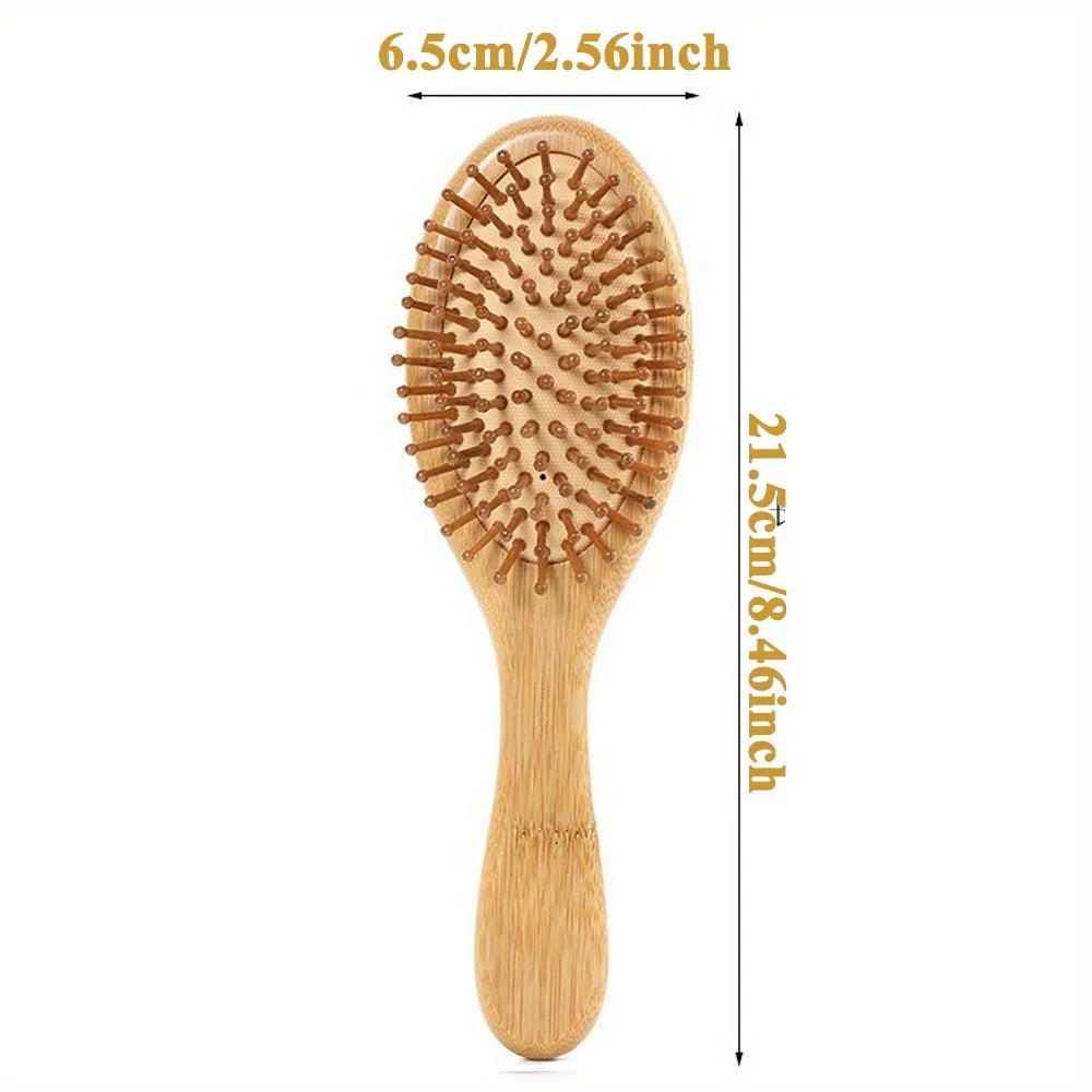 Natural Bamboo Paddle Hair Brush - Anti-Static Scalp Massage & Detangling - 16