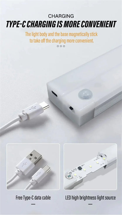 Wireless Motion Sensor LED Cabinet Light - Rechargeable Dimmable Under Counter Bar Light