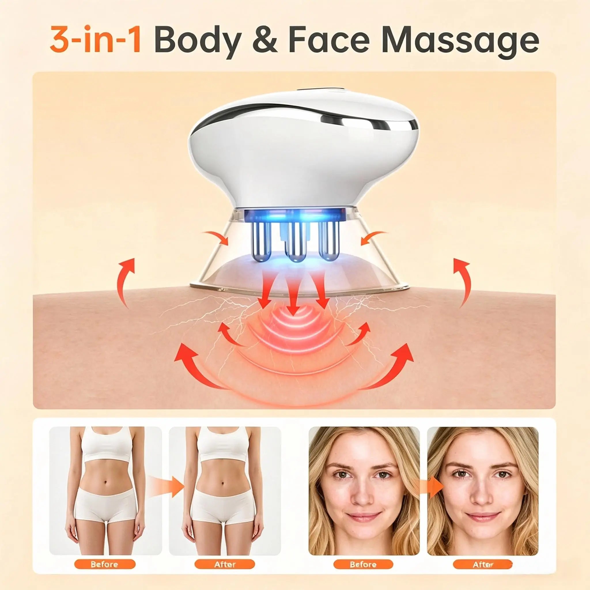 3-in-1 Face & Body Sculpting Massager - LED Skin Tightening & Lymphatic Drainage - 9