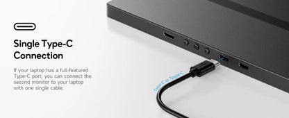 14.1" Portable Laptop Monitor - 1200P FHD IPS Triple Screen Extender