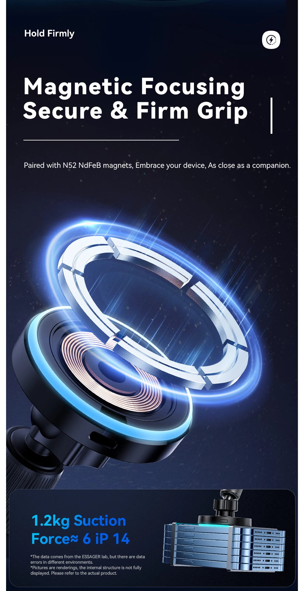 Magnetic Wireless Car Charger & Phone Holder for iPhone 16/15/14 - 11