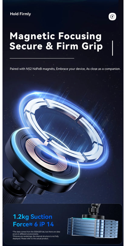 Magnetic Wireless Car Charger & Phone Holder for iPhone 16/15/14