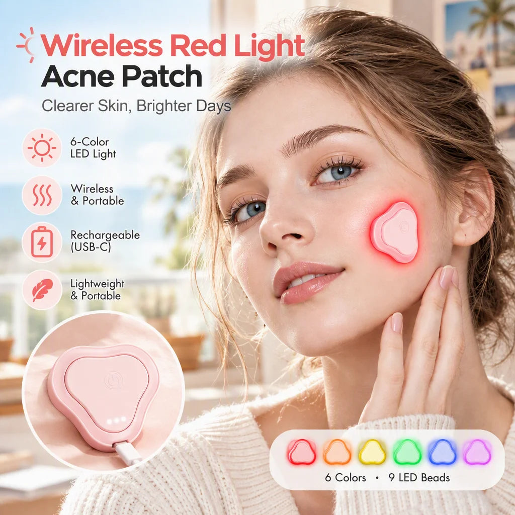 6-Color LED Light Therapy Acne Patch - Wireless Portable Pimple Spot Treatment - 1