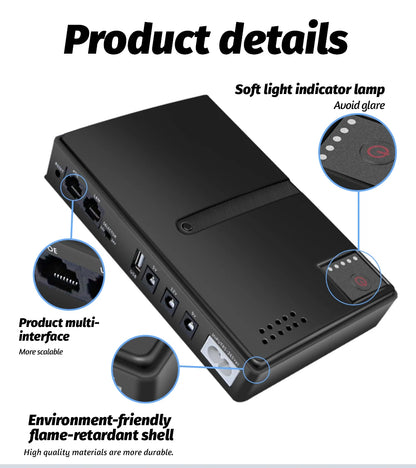 Mini DC UPS Power Backup for Wi-Fi Router & Modem - 5V/9V/12V Compatible